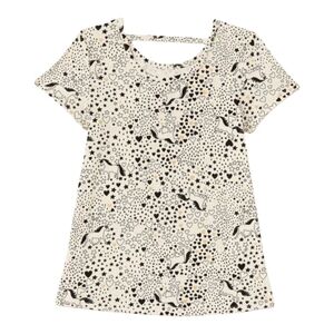 Wonder Nation Girls' Unicorn & Hearts Print Top - Black/White/Gold